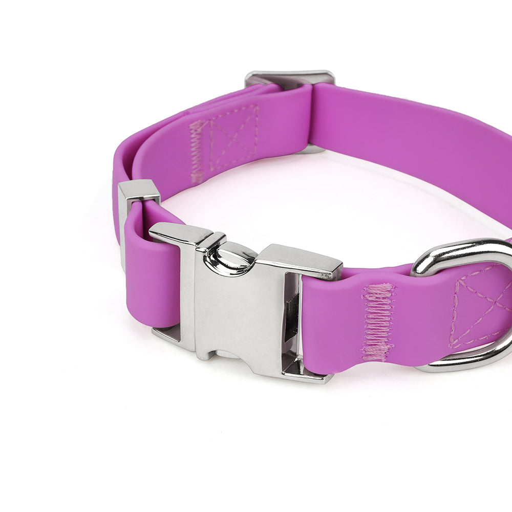 KFX-7385405 Adjustable Waterproof Silicone Pet Traction Rope with Zinc Alloy D Buckle - Multiple Sizes in Purple, Green, Pink