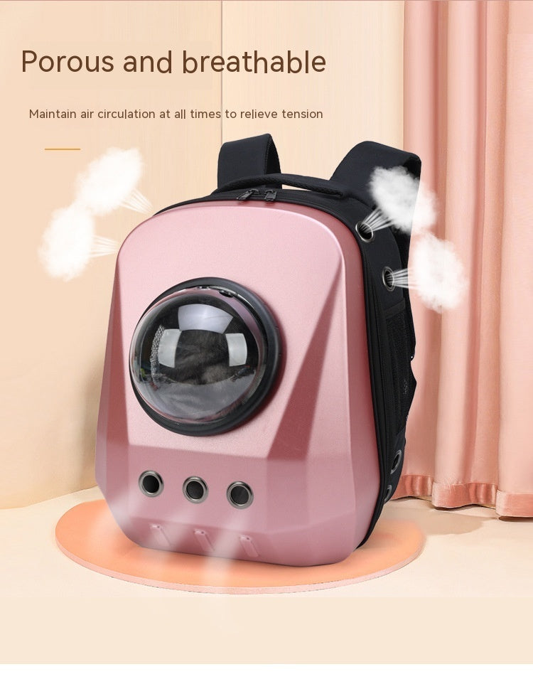 KFX-7385789 Portable Cat Travel Backpack - Medium Soft PVC Space Capsule Design in Solid Colors