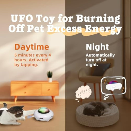 KFX-7386813 Automatic Interactive Cat Toy with Feather, Multi-Mode Play, USB Rechargeable, Cat Hair Removal Feature