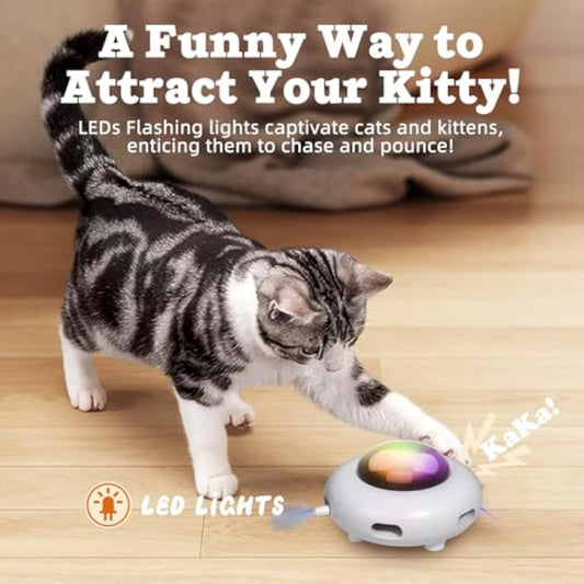 KFX-7386813 Automatic Interactive Cat Toy with Feather, Multi-Mode Play, USB Rechargeable, Cat Hair Removal Feature
