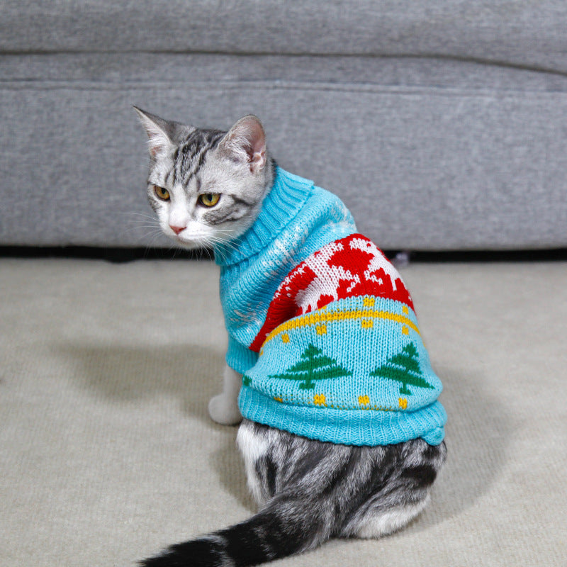KFX-7387325 Knitted High Collar Pet Sweater for Dogs and Cats in Festive Christmas Designs