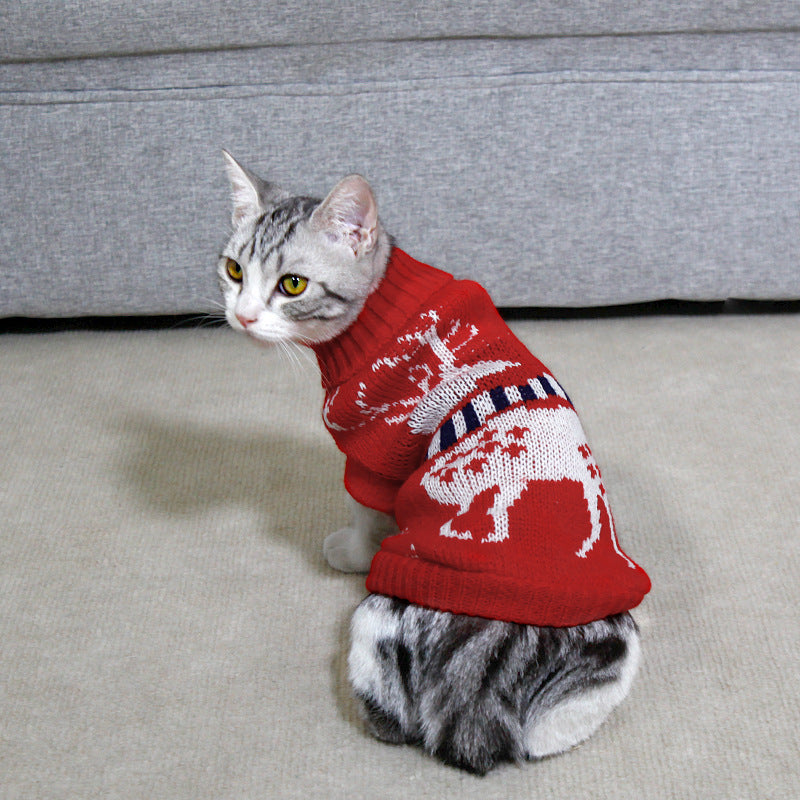 KFX-7387325 Knitted High Collar Pet Sweater for Dogs and Cats in Festive Christmas Designs