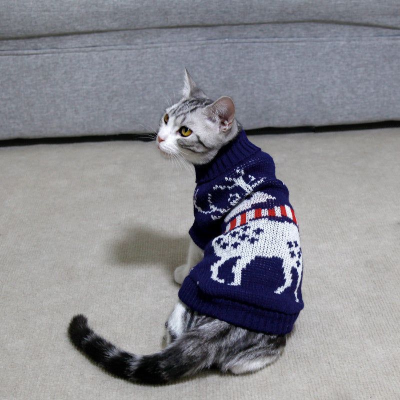 KFX-7387325 Knitted High Collar Pet Sweater for Dogs and Cats in Festive Christmas Designs