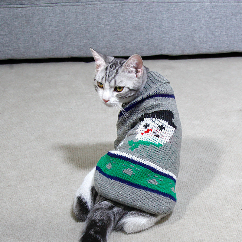 KFX-7387325 Knitted High Collar Pet Sweater for Dogs and Cats in Festive Christmas Designs