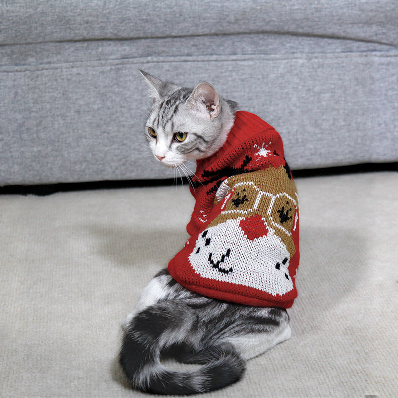 KFX-7387325 Knitted High Collar Pet Sweater for Dogs and Cats in Festive Christmas Designs