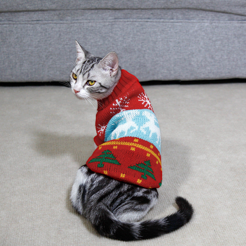 KFX-7387325 Knitted High Collar Pet Sweater for Dogs and Cats in Festive Christmas Designs