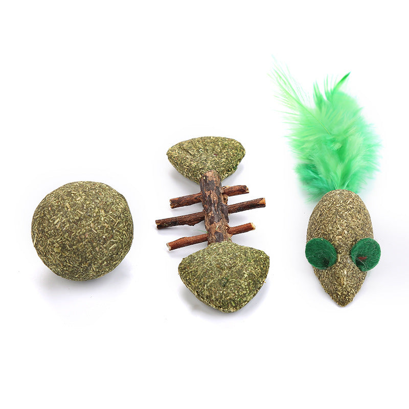 KFX-7387965 Catnip Toy for Cats - Polygonatum Fish, Mouse, and Ball Chewing Toys for Oral Health and Hairball Relief