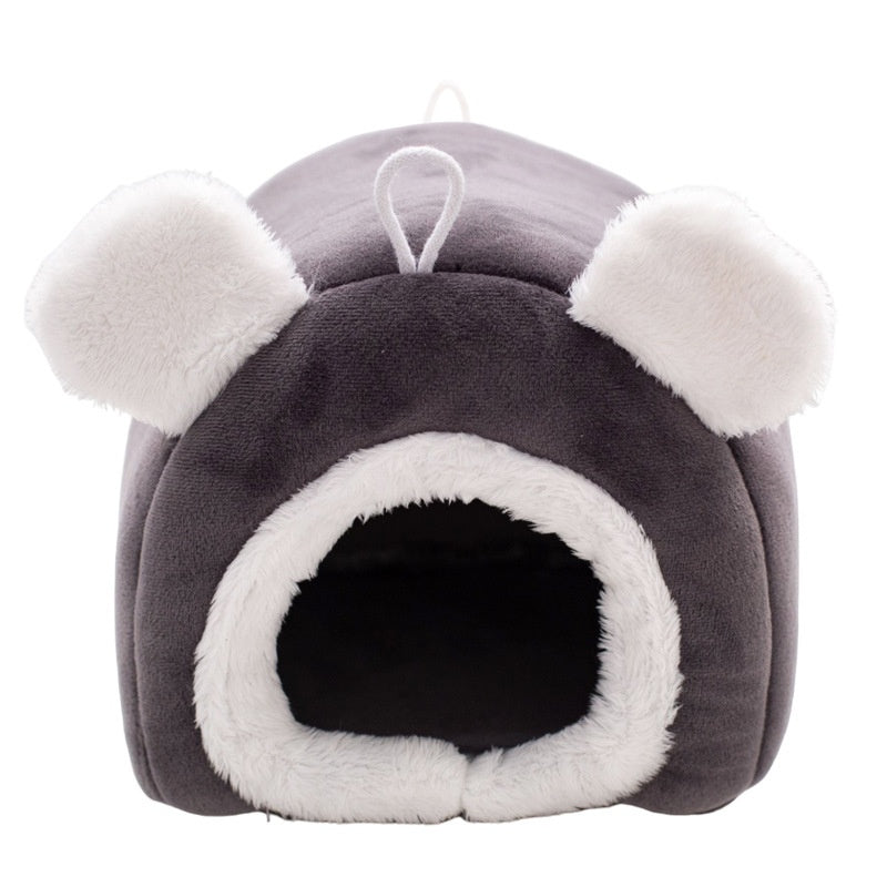 KFX-7389373 Cozy Thick Small Pet Bed for Hamsters - Winter Cloth Bird Nest in Orange and Gray