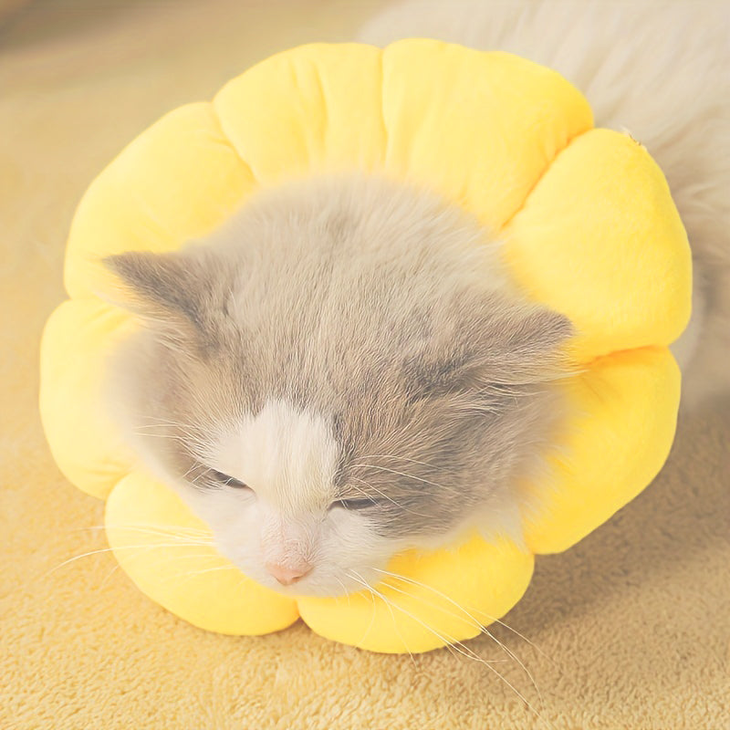 KFX-7392573 Adjustable Sunflower Pet Recovery Collar for Small Dogs and Cats, Soft Cotton Wound Healing Cone for Post-Surgery Comfort