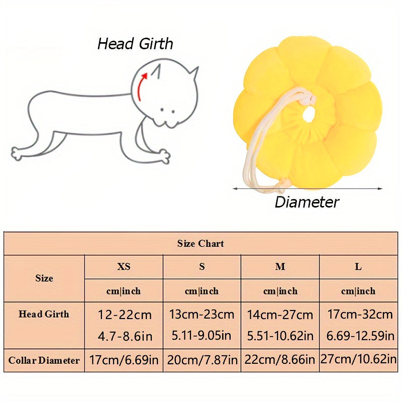 KFX-7392573 Adjustable Sunflower Pet Recovery Collar for Small Dogs and Cats, Soft Cotton Wound Healing Cone for Post-Surgery Comfort