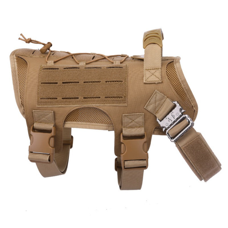 KFX-7393469 Tactical Dog Vest with Waterproof 1000D Nylon, Adjustable & Breathable Mesh, Molle System - Black/Brown