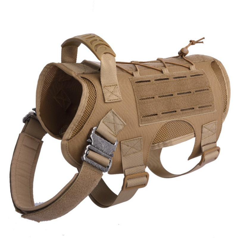 KFX-7393469 Tactical Dog Vest with Waterproof 1000D Nylon, Adjustable & Breathable Mesh, Molle System - Black/Brown