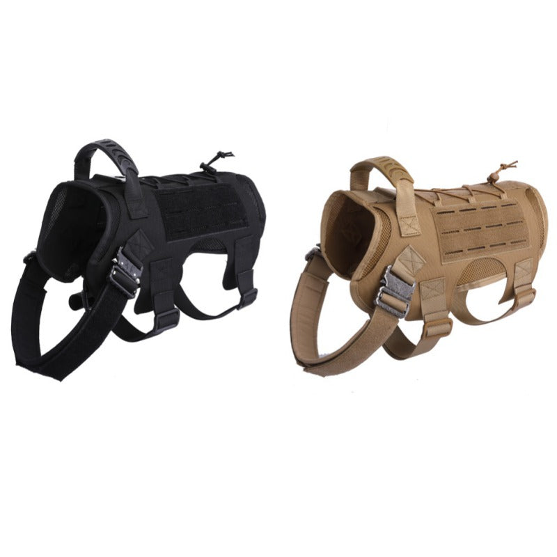 KFX-7393469 Tactical Dog Vest with Waterproof 1000D Nylon, Adjustable & Breathable Mesh, Molle System - Black/Brown