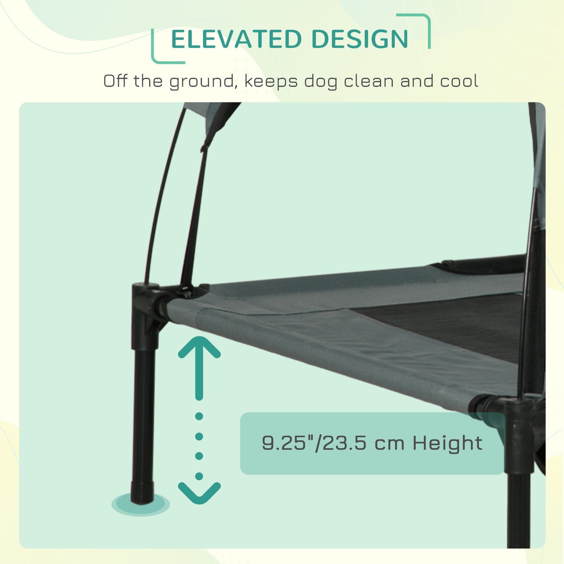 KFX-7393725 Elevated Portable Dog Cot with Canopy Shade and UV Protection - 48" x 36" Cooling Pet Bed