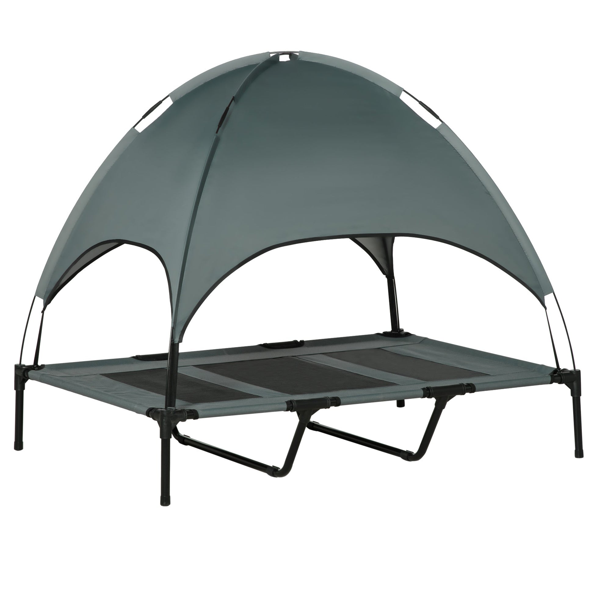 KFX-7393725 Elevated Portable Dog Cot with Canopy Shade and UV Protection - 48" x 36" Cooling Pet Bed