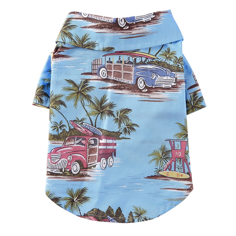 KFX-7394749 Hawaiian-Style Cotton Dog Shirt for Pets - Multiple Sizes Available