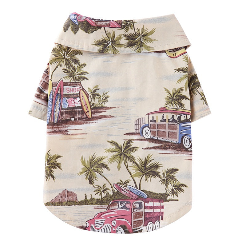 KFX-7394749 Hawaiian-Style Cotton Dog Shirt for Pets - Multiple Sizes Available