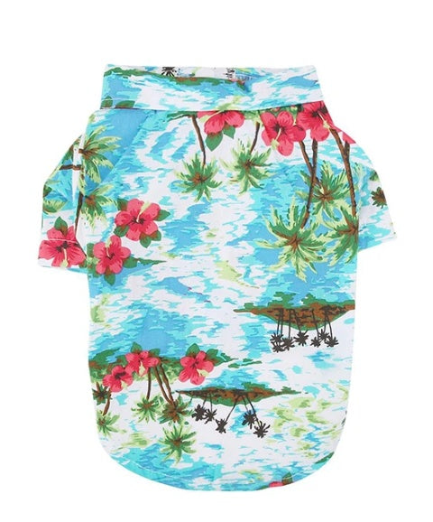 KFX-7394749 Hawaiian-Style Cotton Dog Shirt for Pets - Multiple Sizes Available