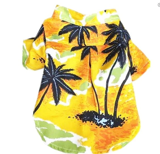 KFX-7394749 Hawaiian-Style Cotton Dog Shirt for Pets - Multiple Sizes Available