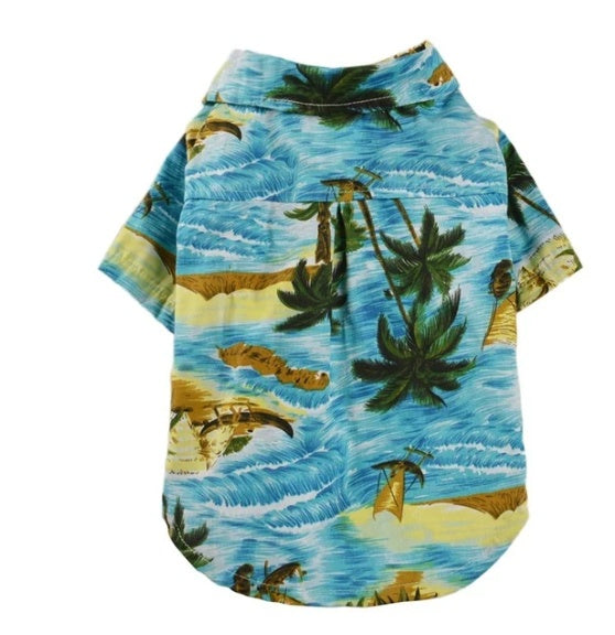 KFX-7394749 Hawaiian-Style Cotton Dog Shirt for Pets - Multiple Sizes Available