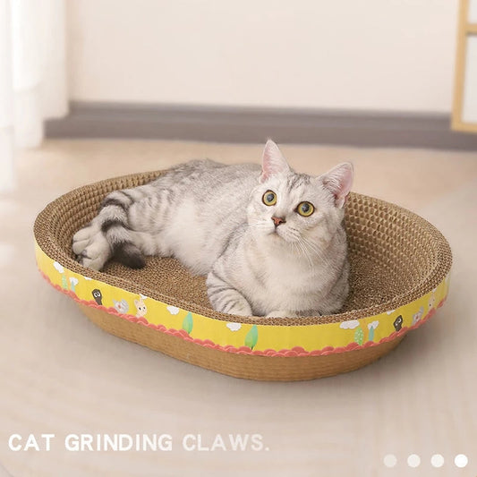 KFX-7395261 Cat Scratching Bowl - Durable Corrugated Paper Vertical Claw Grinding Toy for Cats, Cute Cartoon Design
