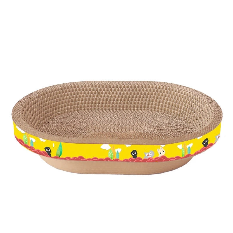 KFX-7395261 Cat Scratching Bowl - Durable Corrugated Paper Vertical Claw Grinding Toy for Cats, Cute Cartoon Design