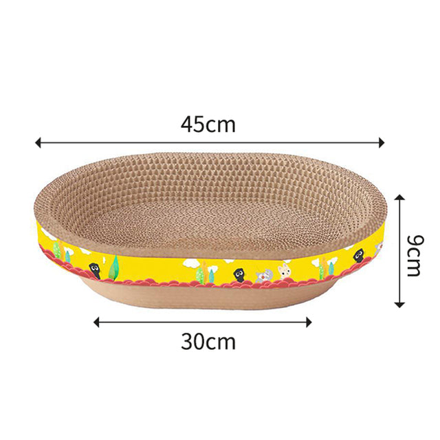 KFX-7395261 Cat Scratching Bowl - Durable Corrugated Paper Vertical Claw Grinding Toy for Cats, Cute Cartoon Design