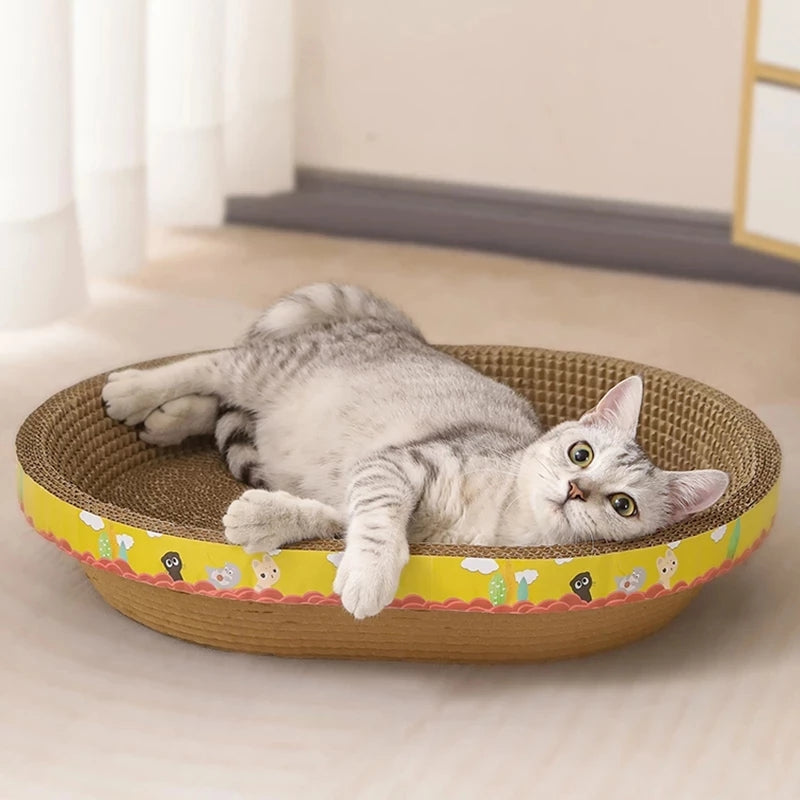 KFX-7395261 Cat Scratching Bowl - Durable Corrugated Paper Vertical Claw Grinding Toy for Cats, Cute Cartoon Design
