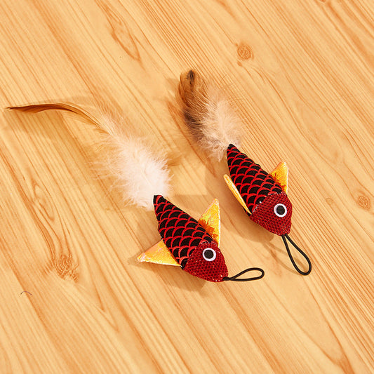 KFX-7395901 Retractable Teaser Feather Toy for Cats - Interactive Fishing Pole with Soft Plush and Feather Attachments