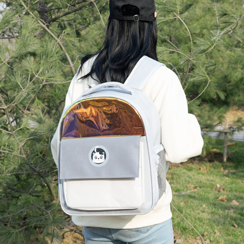 KFX-7397309 Spacious Portable Pet Backpack with Waterproof Design and Reflective Accents