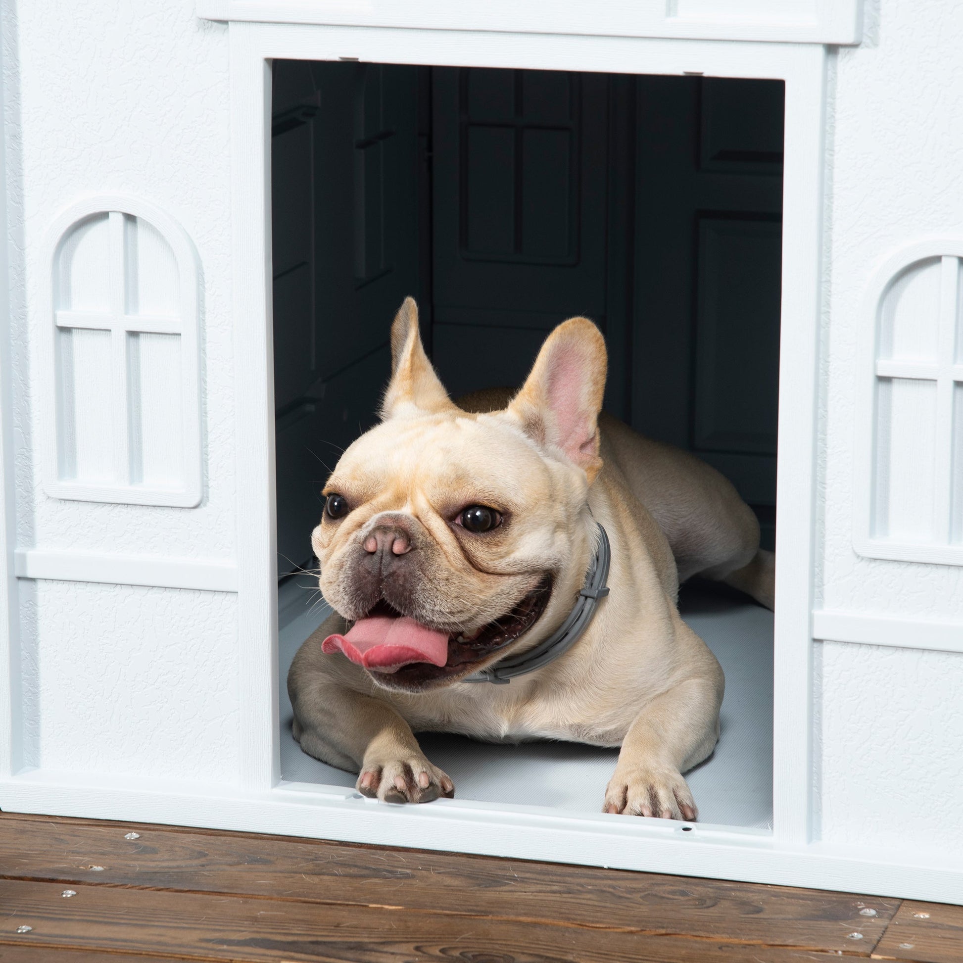 KFX-7398717 Cozy Indoor/Outdoor Dog House for Small to Medium Dogs - Water-Resistant & Ventilated Design