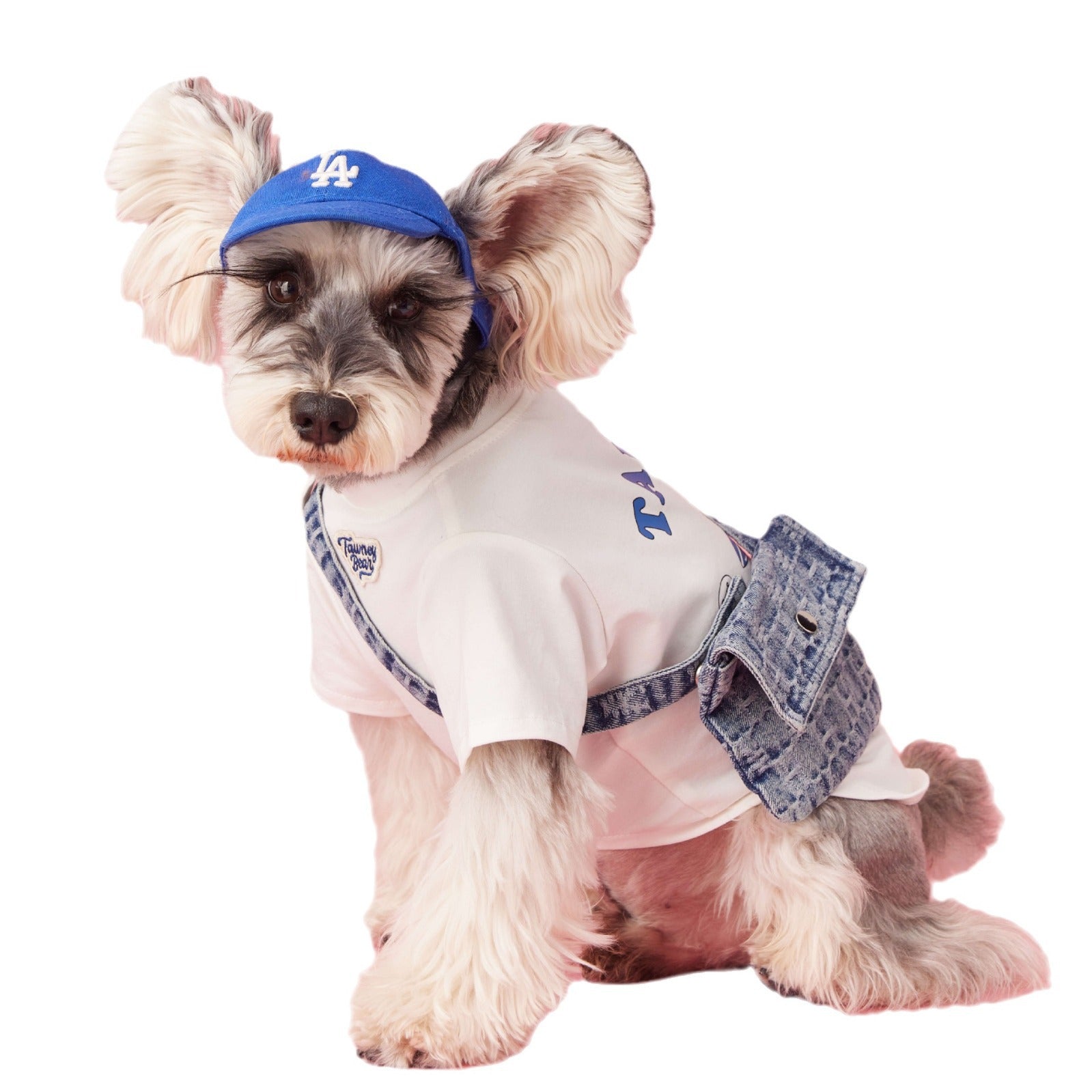 KFX-7399613 Summer Dog Clothes for Small Dogs - Casual Cotton Outfit for Schnauzer & Bichon with Detachable Backpack