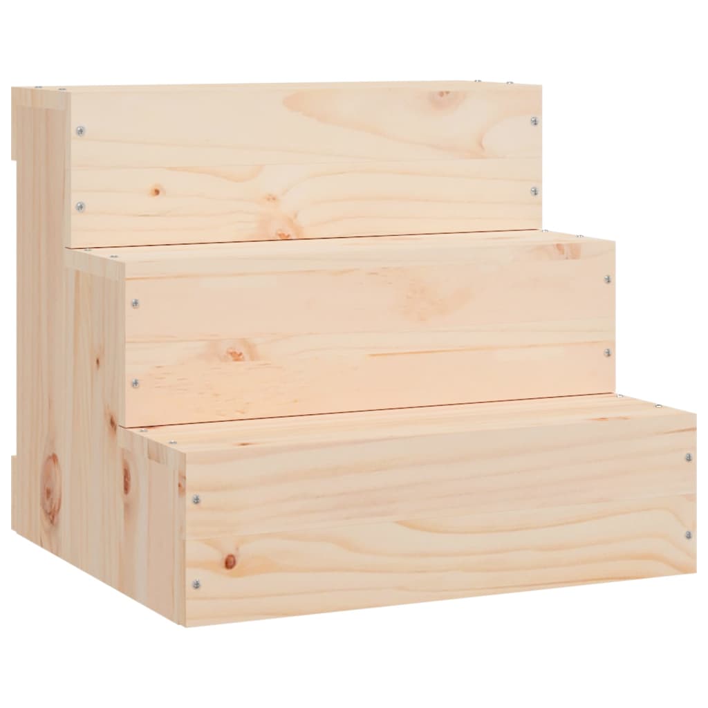 KFX-7400125 Solid Pine Wood Pet Stairs - Easy Access for Dogs and Cats, White, 40x37.5x35 cm and 40x49x47 cm
