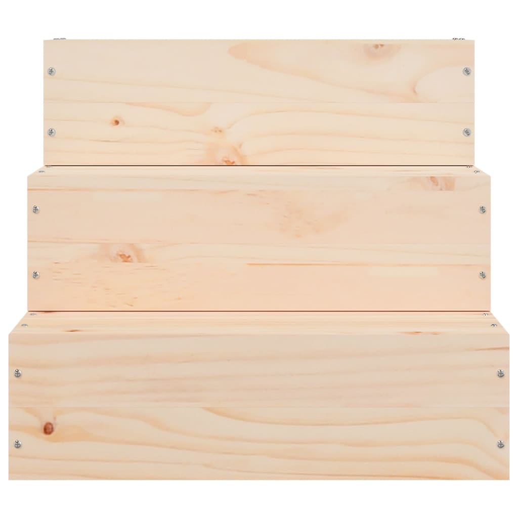 KFX-7400125 Solid Pine Wood Pet Stairs - Easy Access for Dogs and Cats, White, 40x37.5x35 cm and 40x49x47 cm