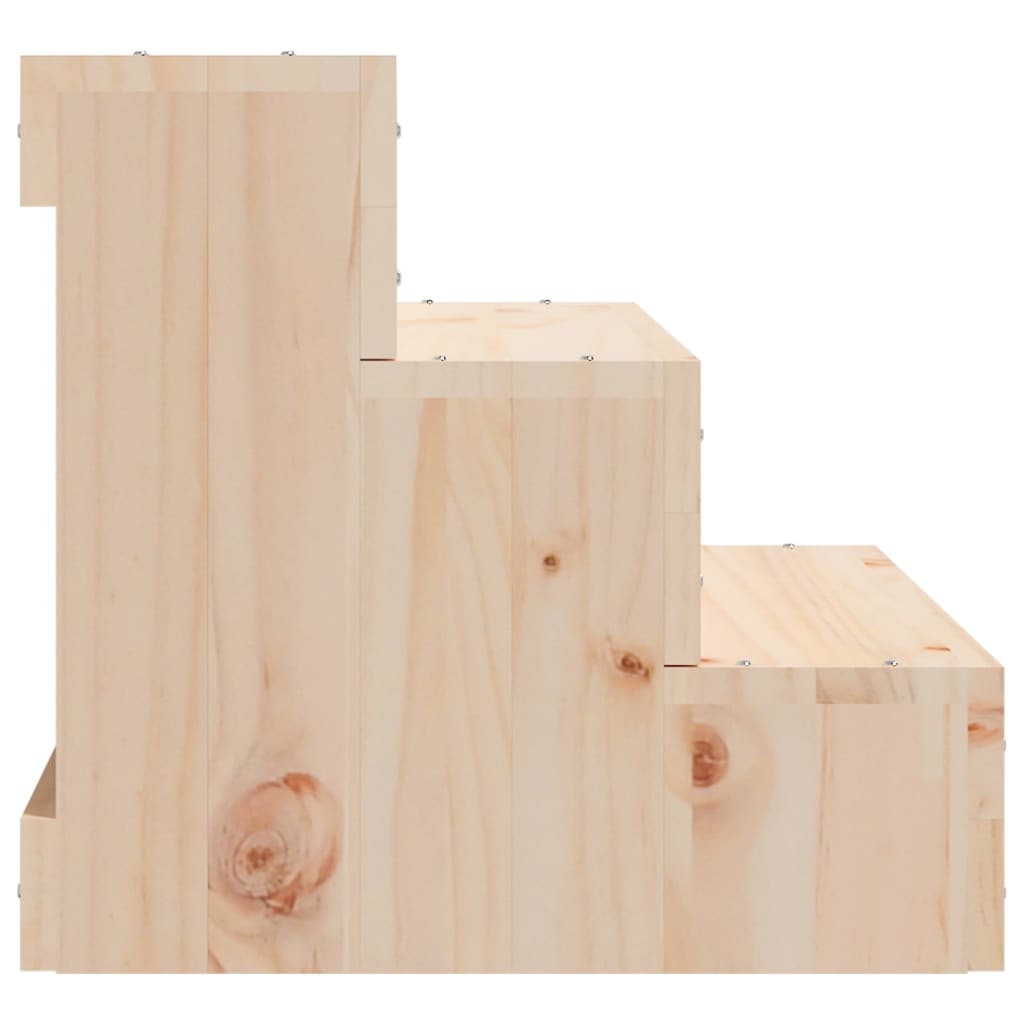 KFX-7400125 Solid Pine Wood Pet Stairs - Easy Access for Dogs and Cats, White, 40x37.5x35 cm and 40x49x47 cm