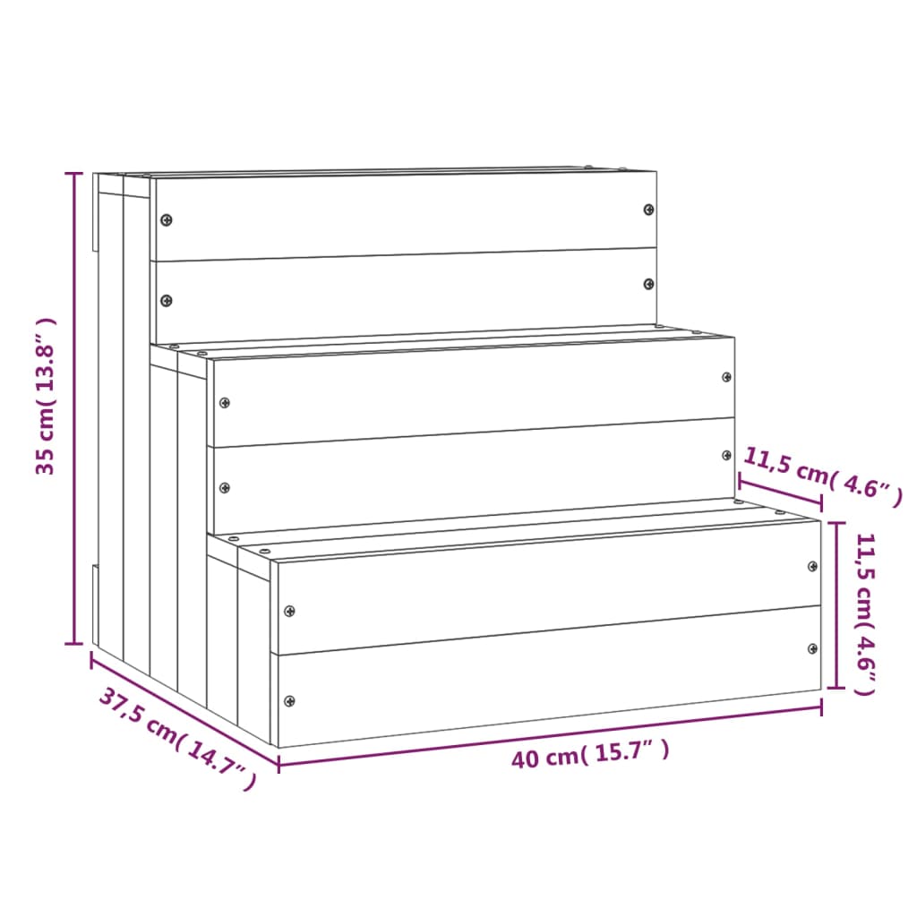 KFX-7400125 Solid Pine Wood Pet Stairs - Easy Access for Dogs and Cats, White, 40x37.5x35 cm and 40x49x47 cm