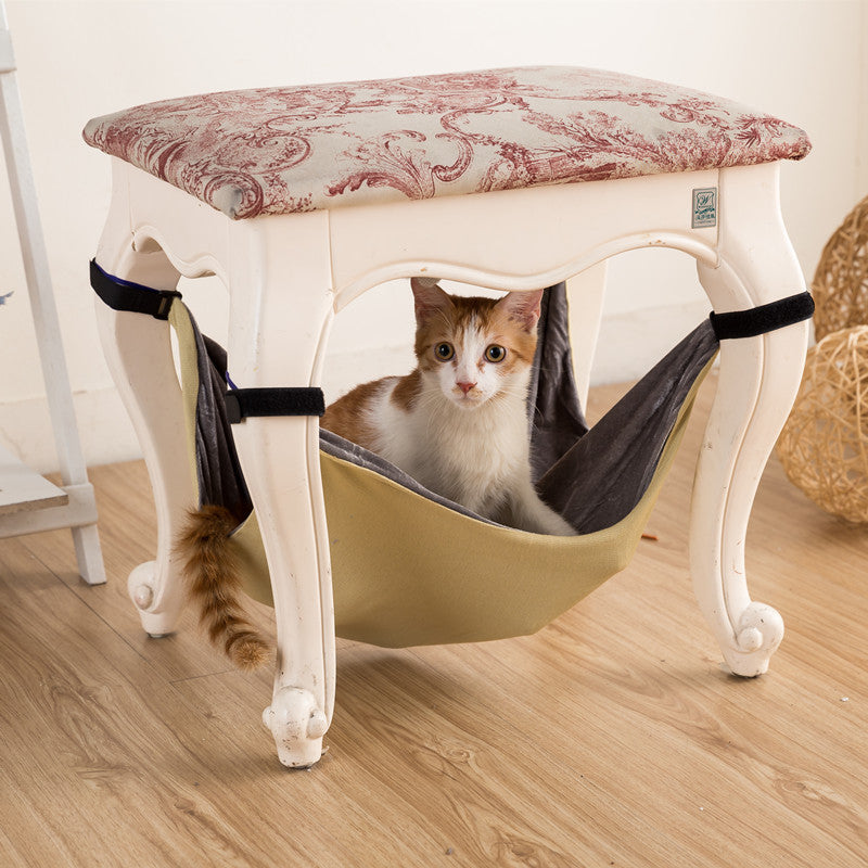 KFX-7402429 Detachable Cat Hammock Bed – 100% Cotton Cat Lounger with Adjustable Straps