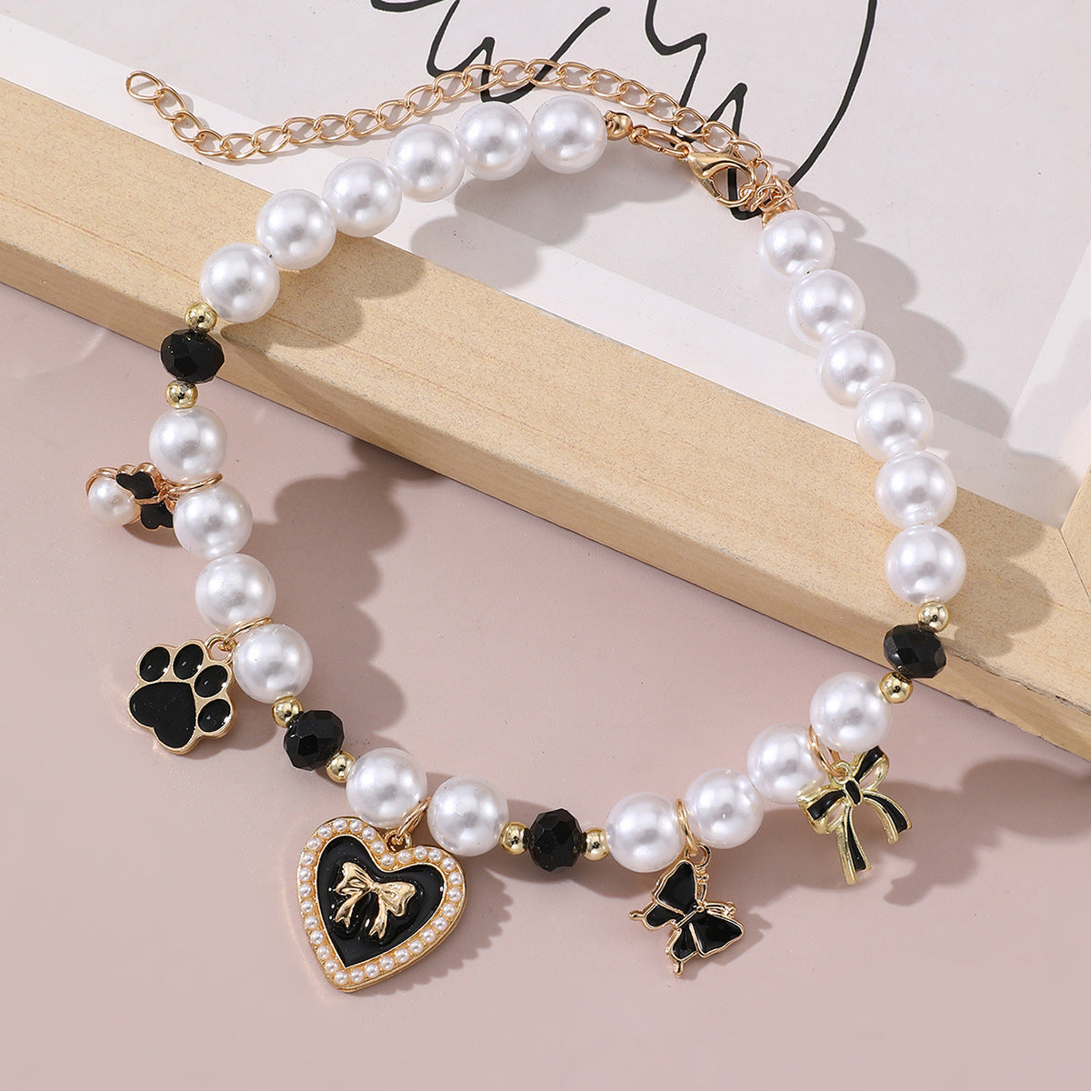 KFX-7403453 Monochrome Cartoon Pattern Pendant Necklace for Pets
