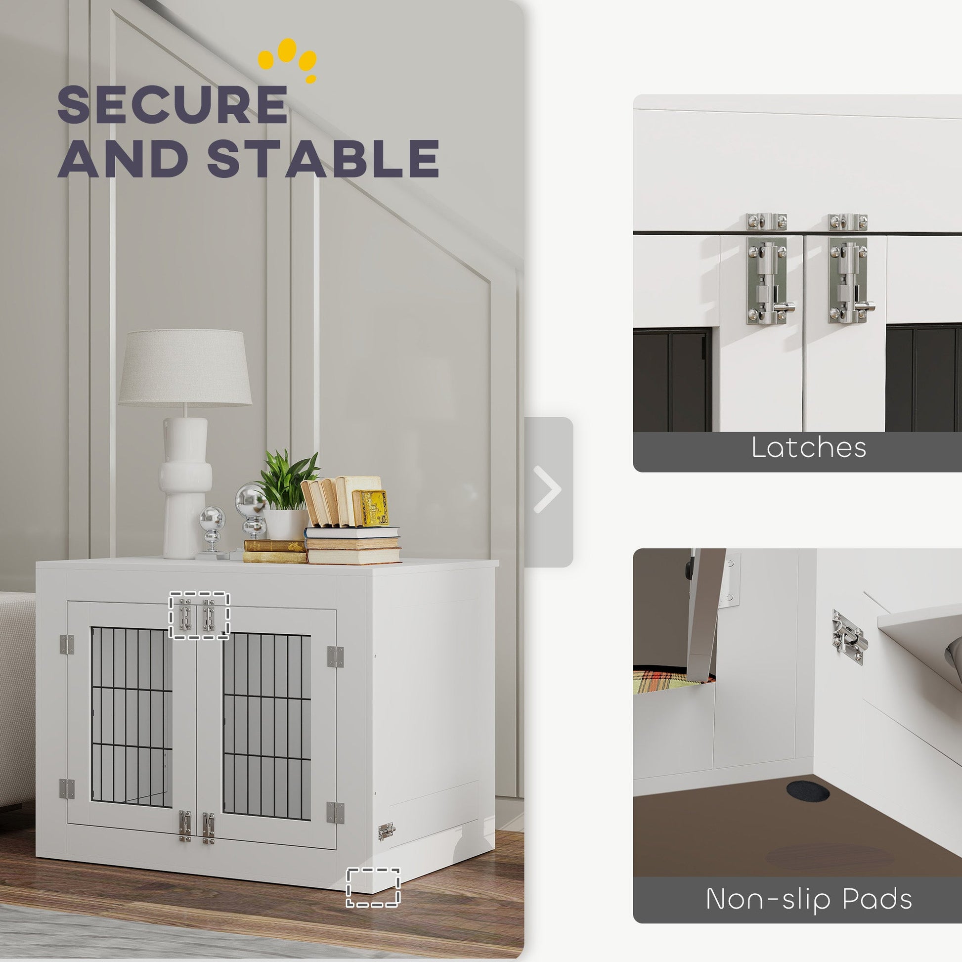 KFX-7404477 Multi-Functional Dog Crate Furniture with Rotating Bowls for Medium Dogs