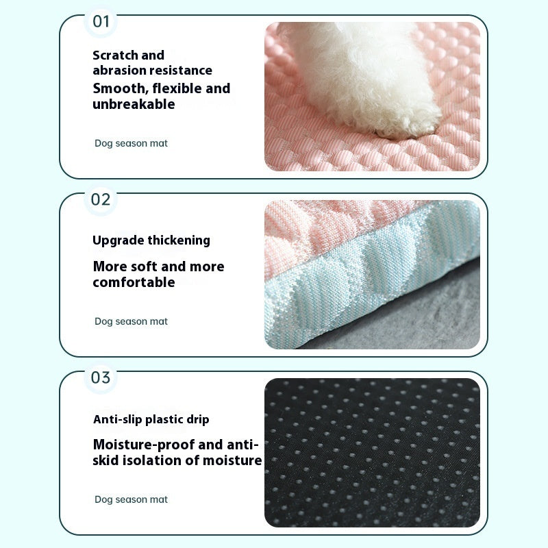 KFX-7404861 Cooling Dog and Cat Sleeping Mat - Breathable Non-Slip Pet Bed for Comfort in Spring and Summer