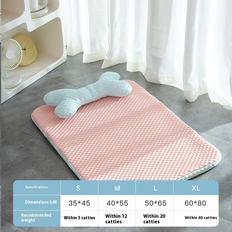KFX-7404861 Cooling Dog and Cat Sleeping Mat - Breathable Non-Slip Pet Bed for Comfort in Spring and Summer