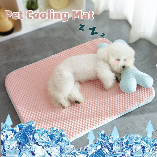 KFX-7404861 Cooling Dog and Cat Sleeping Mat - Breathable Non-Slip Pet Bed for Comfort in Spring and Summer