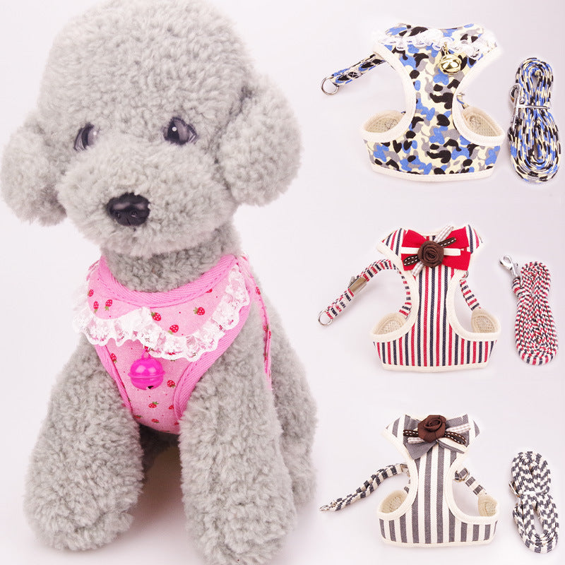 KFX-7406397 Breathable Tank Top Style Dog Chest Strap with Traction Rope for Pets