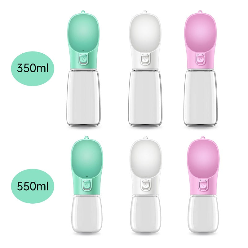 KFX-7406653 Pet Portable Drinking Cup - 350ML/550ML Plastic Water Bottle in Pink, White, and Green