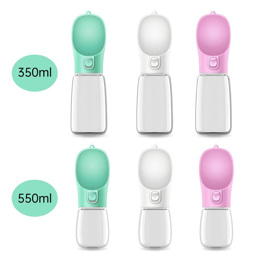 KFX-7406653 Pet Portable Drinking Cup - 350ML/550ML Plastic Water Bottle in Pink, White, and Green