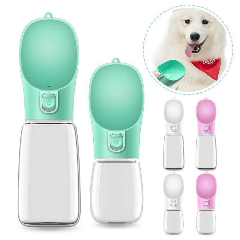 KFX-7406653 Pet Portable Drinking Cup - 350ML/550ML Plastic Water Bottle in Pink, White, and Green