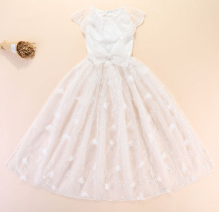 KFX-7407165 Gorgeous Cotton Embroidered Princess Pet Wedding Dress in White and Red, Sizes S to XL