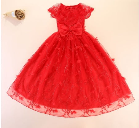 KFX-7407165 Gorgeous Cotton Embroidered Princess Pet Wedding Dress in White and Red, Sizes S to XL