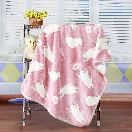 KFX-7407421 Cozy Coral Fleece Pet Blanket for Autumn and Winter, 100x75cm