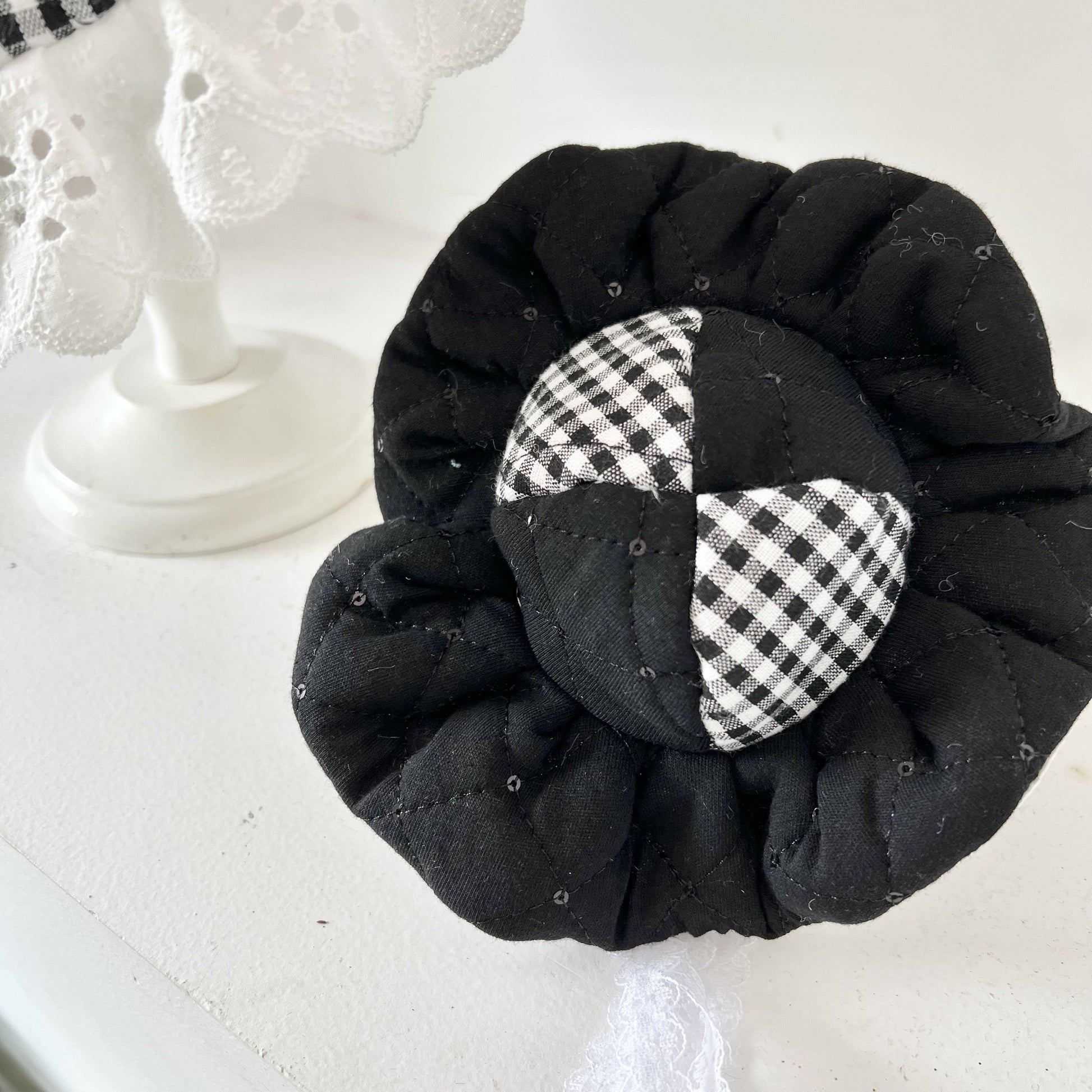 KFX-7408189 Winter Quilted Cat Dress with Matching Hat in Black - Available in Multiple Sizes